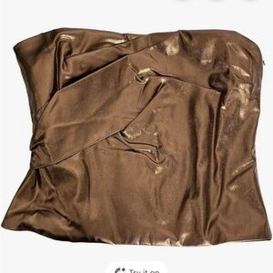 Zara Shimmering Brown Strapless Top